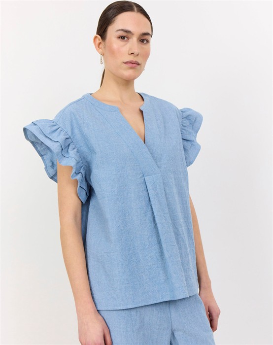 LR-Lennon 2 Bluse - Blue Cotton